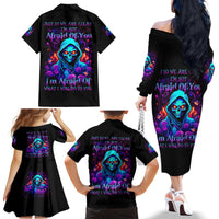 Rose Skull Family Matching Off Shoulder Long Sleeve Dress and Hawaiian Shirt Just So We Are Clear I'm Not Afraid Of You - Wonder Print Shop