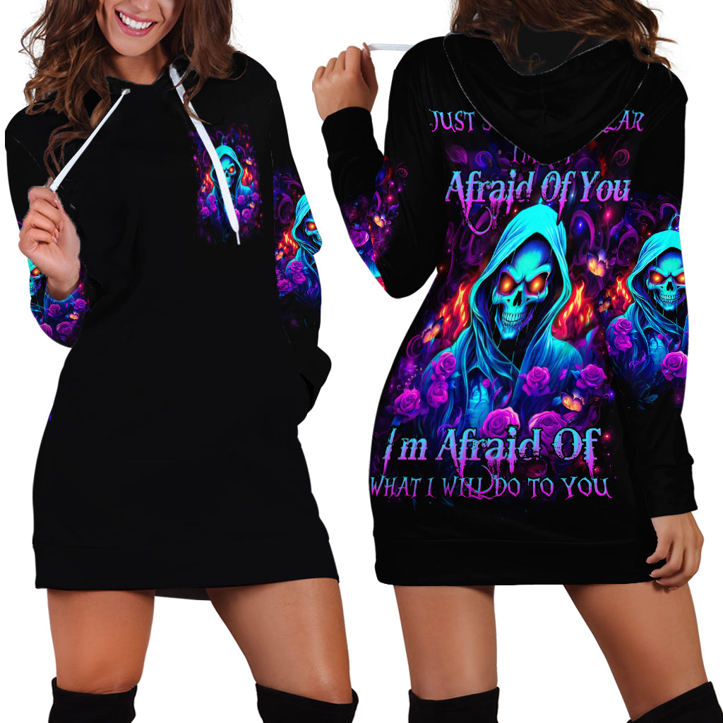 Rose Skull Hoodie Dress Just So We Are Clear I'm Not Afraid Of You - Wonder Print Shop