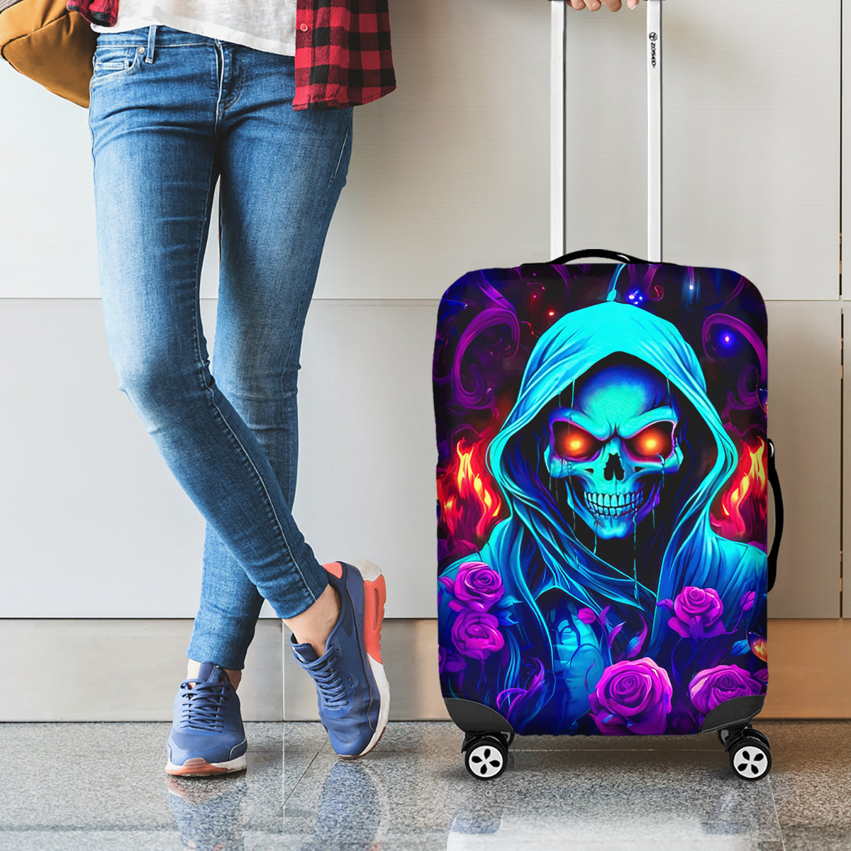 Rose Skull Luggage Cover Just So We Are Clear I'm Not Afraid Of You - Wonder Print Shop