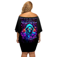 Rose Skull Off Shoulder Short Dress Just So We Are Clear I'm Not Afraid Of You - Wonder Print Shop