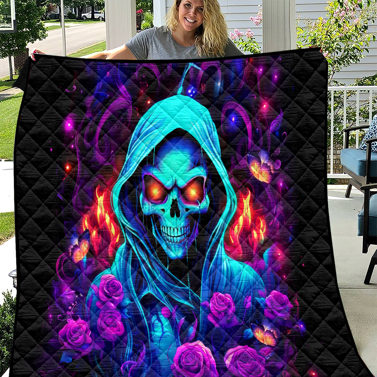Rose Skull Quilt Just So We Are Clear I'm Not Afraid Of You - Wonder Print Shop