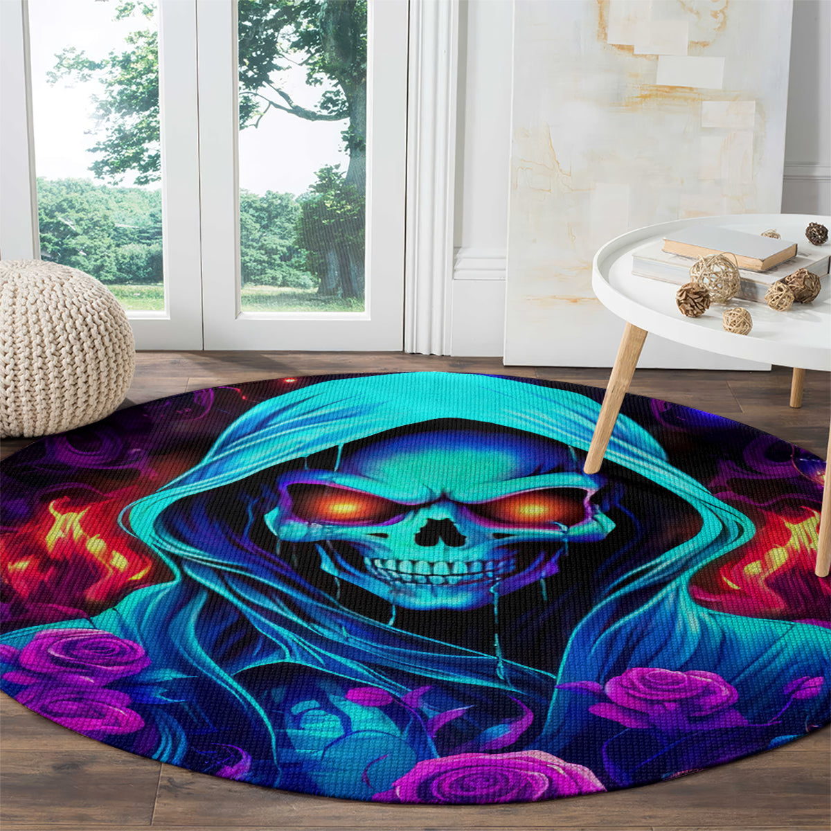 Rose Skull Round Carpet Just So We Are Clear I'm Not Afraid Of You