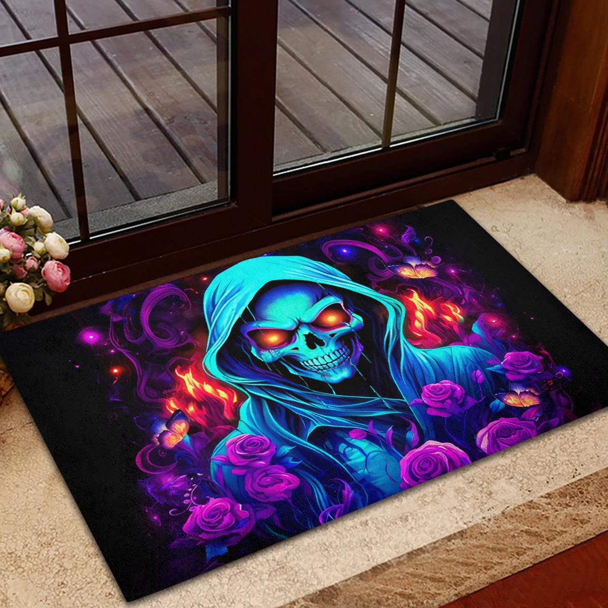 Rose Skull Rubber Doormat Just So We Are Clear I'm Not Afraid Of You - Wonder Print Shop