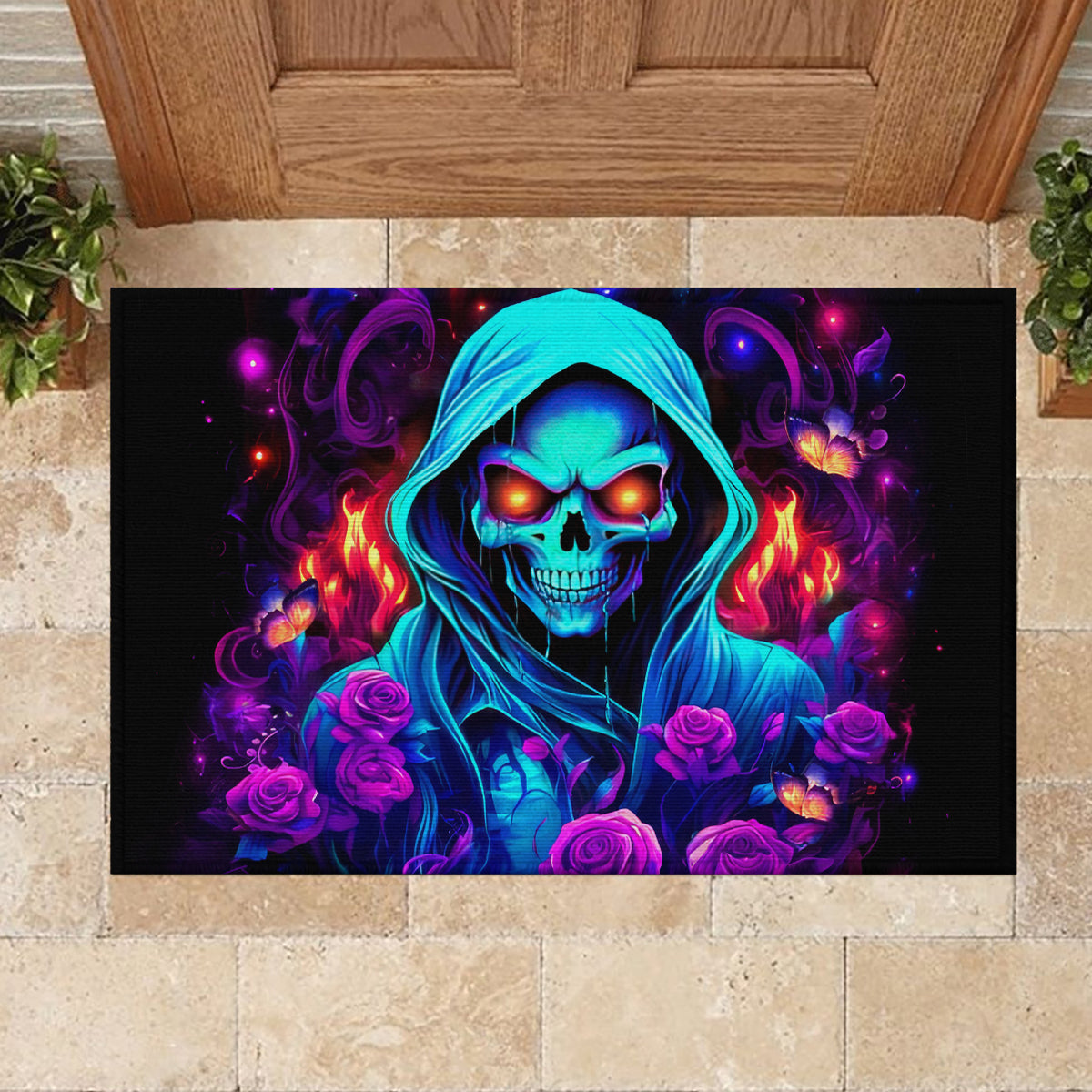 Rose Skull Rubber Doormat Just So We Are Clear I'm Not Afraid Of You - Wonder Print Shop