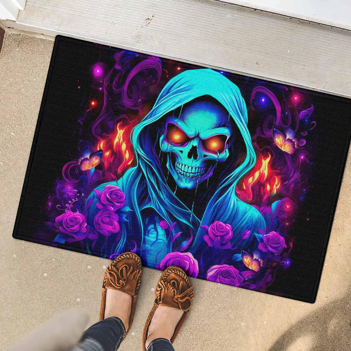Rose Skull Rubber Doormat Just So We Are Clear I'm Not Afraid Of You - Wonder Print Shop