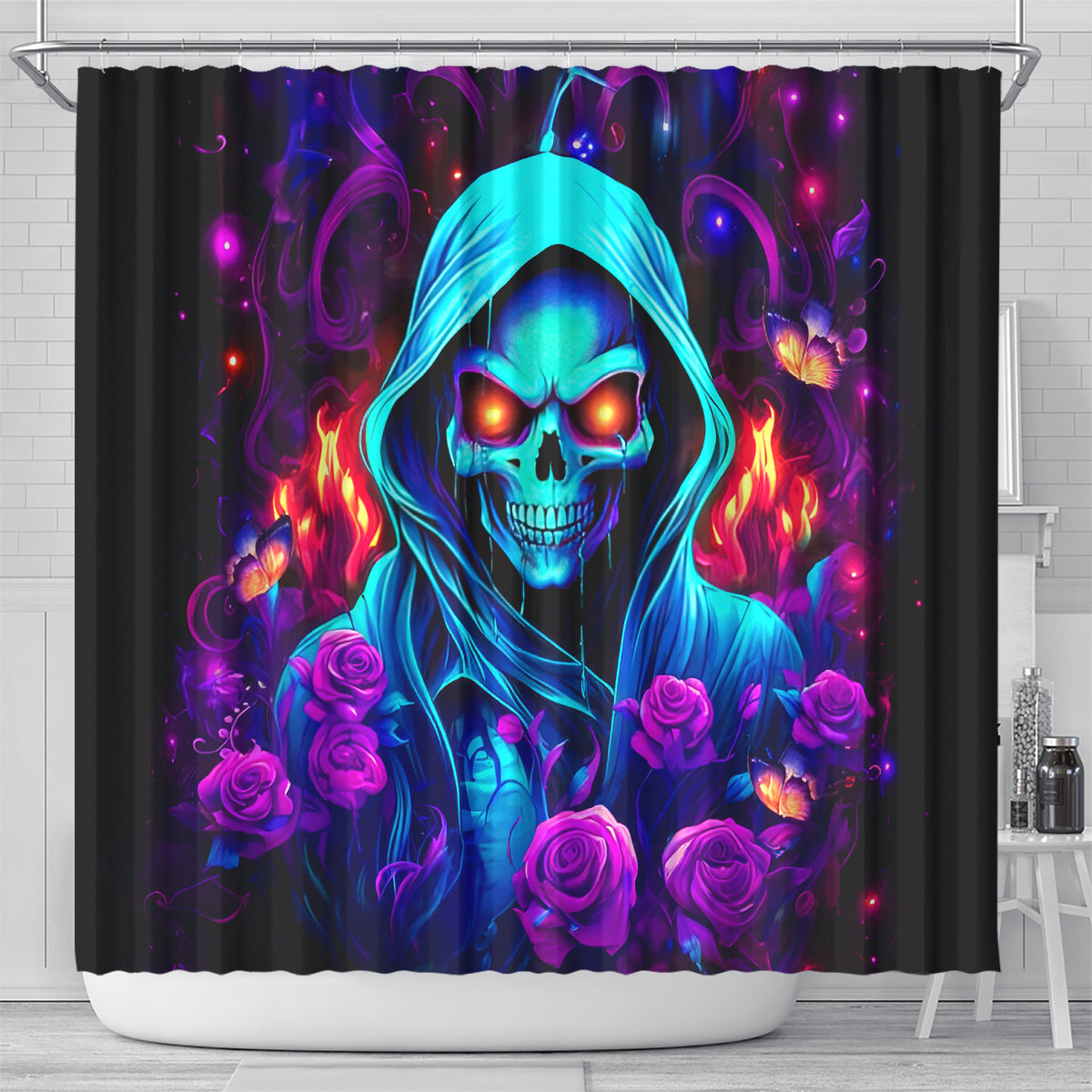Rose Skull Shower Curtain Just So We Are Clear I'm Not Afraid Of You