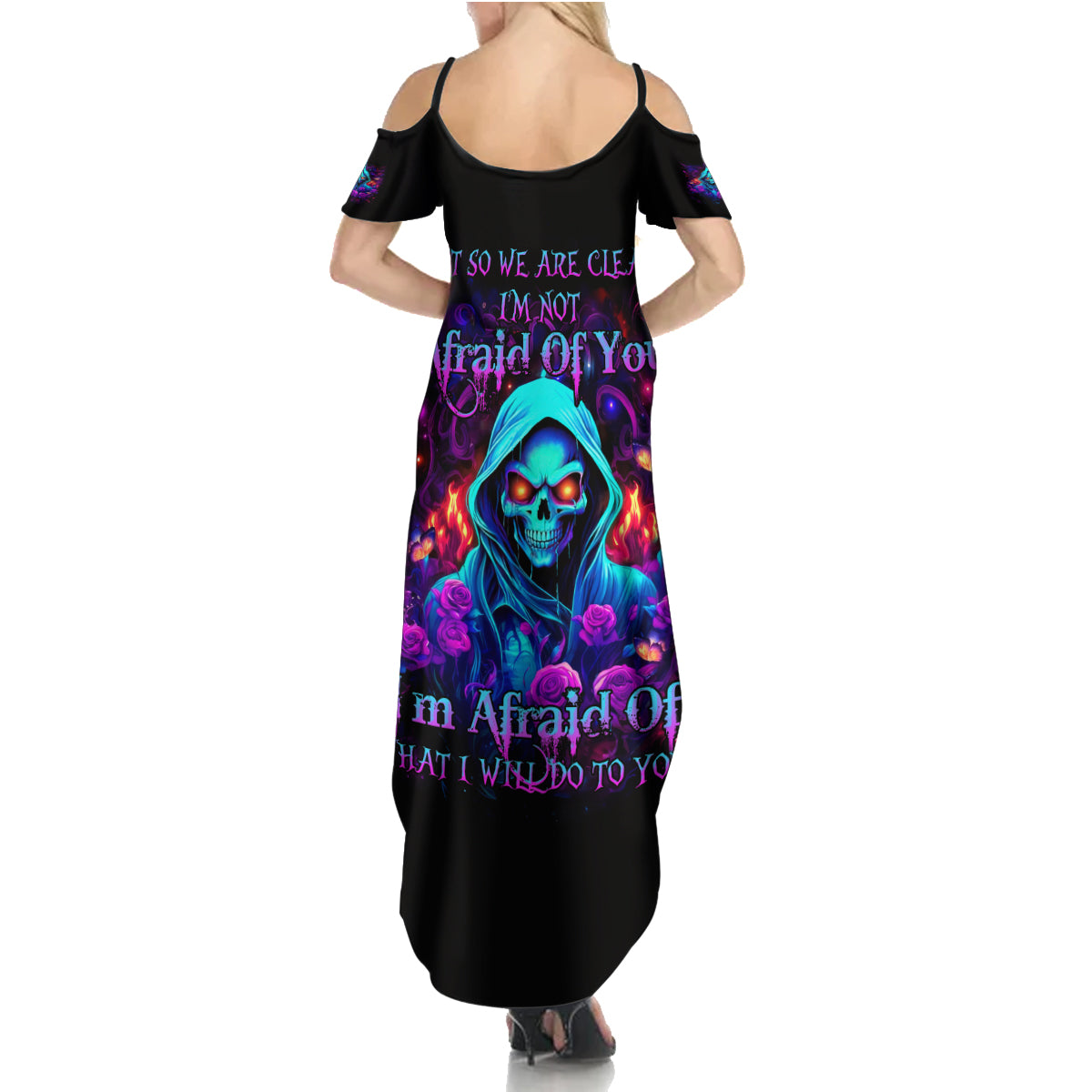 Rose Skull Summer Maxi Dress Just So We Are Clear I'm Not Afraid Of You - Wonder Print Shop