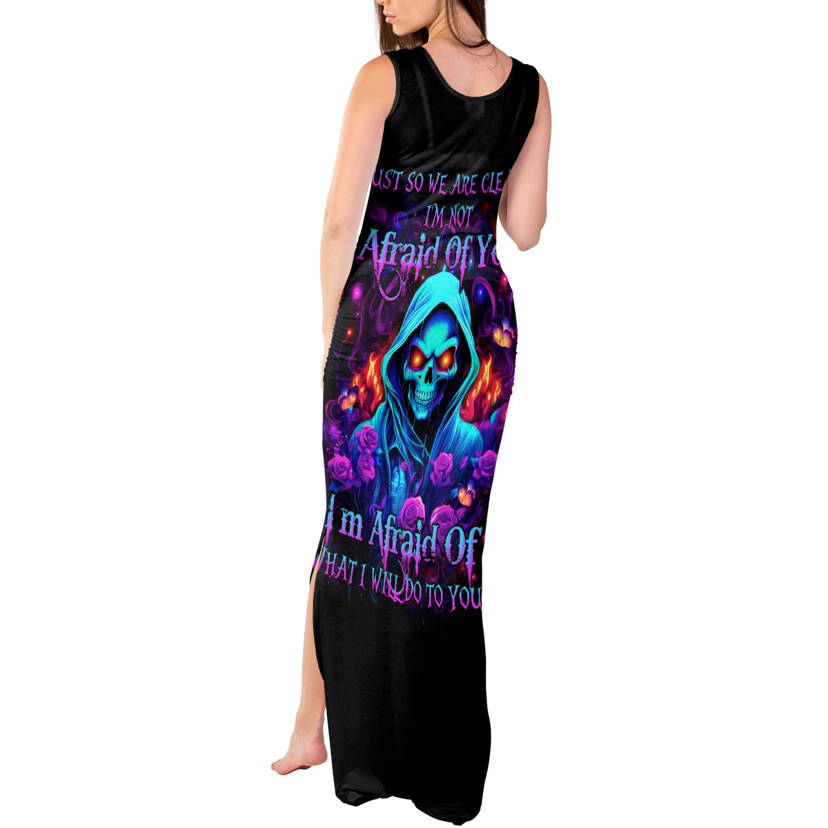 Rose Skull Tank Maxi Dress Just So We Are Clear I'm Not Afraid Of You - Wonder Print Shop