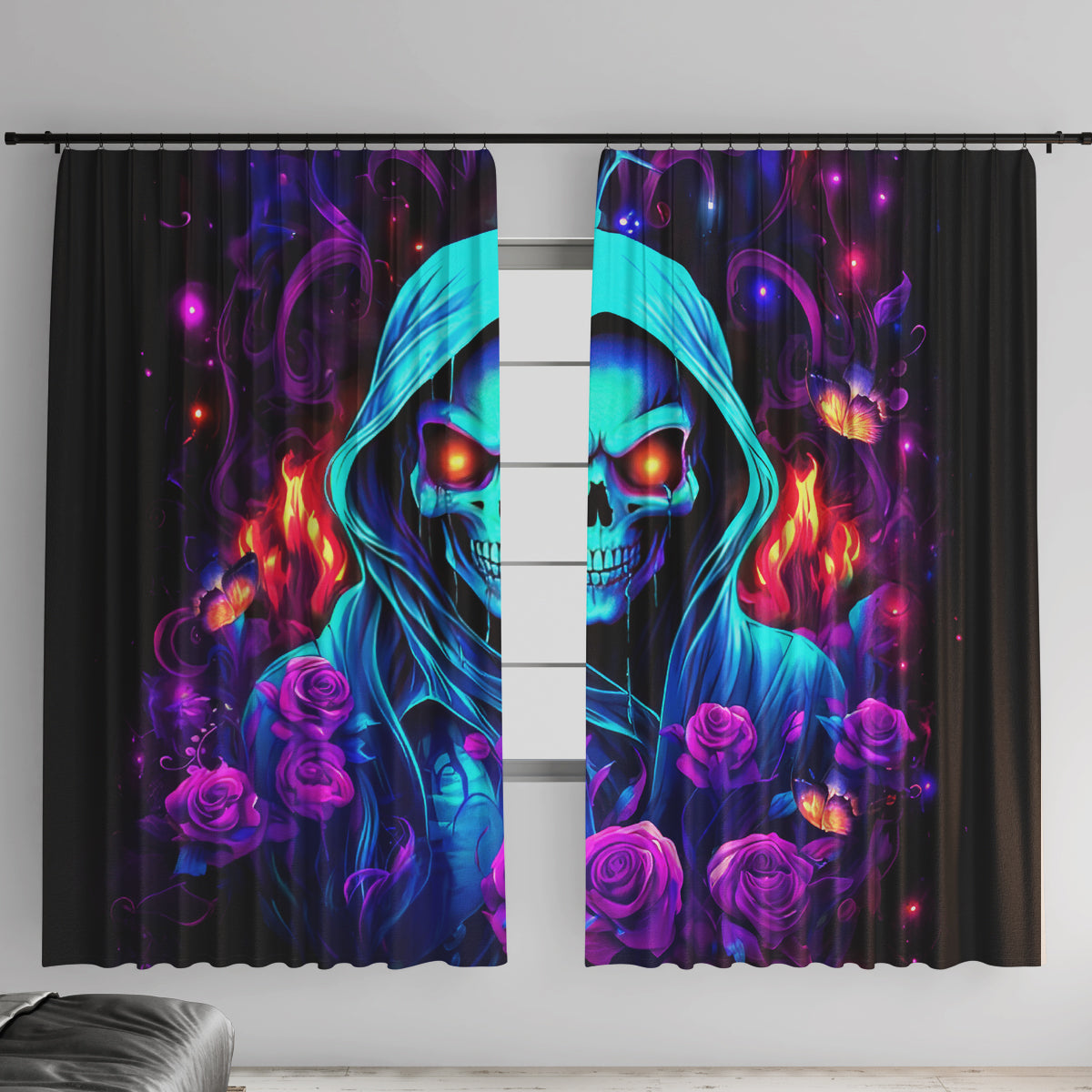 Rose Skull Window Curtain Just So We Are Clear I'm Not Afraid Of You - Wonder Print Shop