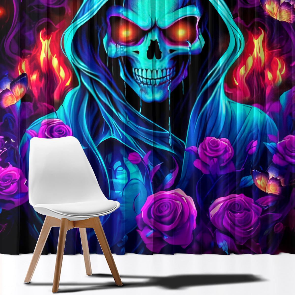 Rose Skull Window Curtain Just So We Are Clear I'm Not Afraid Of You - Wonder Print Shop