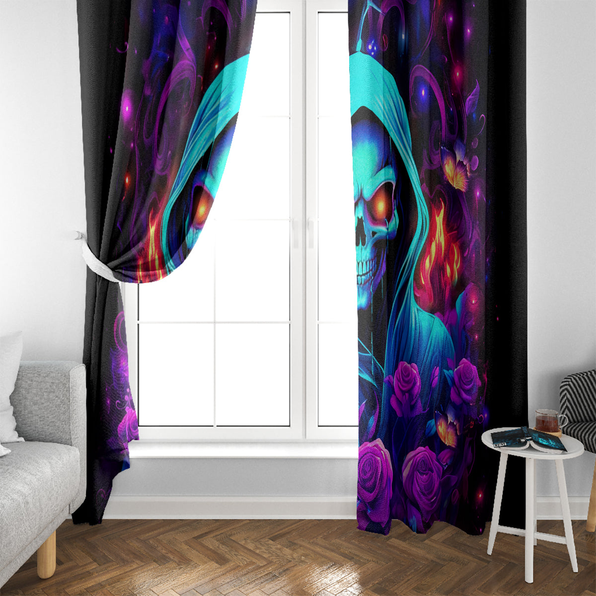 Rose Skull Window Curtain Just So We Are Clear I'm Not Afraid Of You - Wonder Print Shop