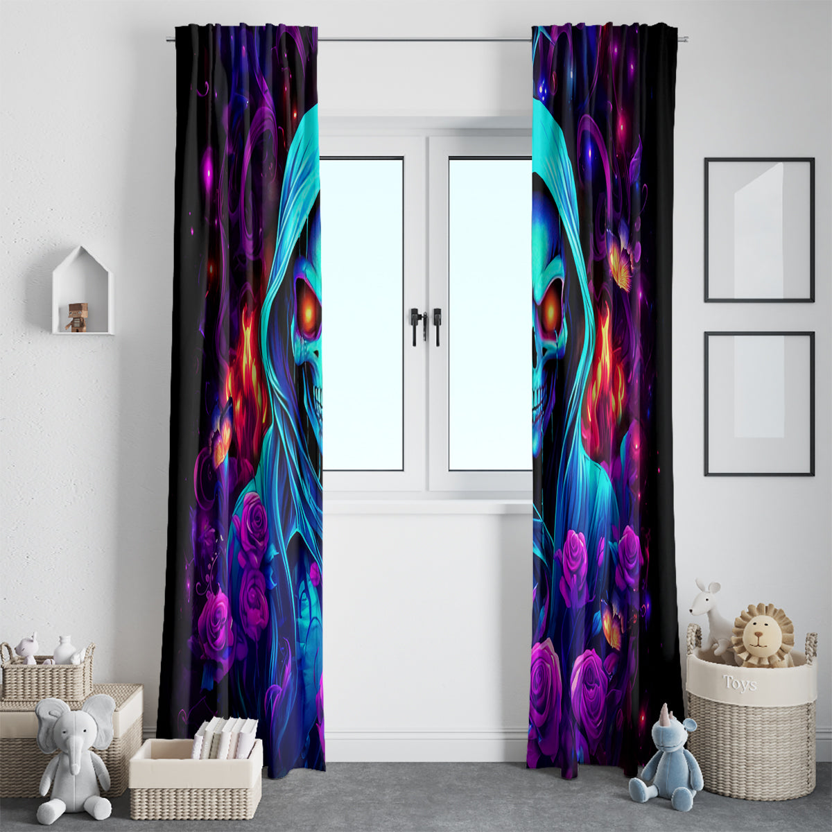 Rose Skull Window Curtain Just So We Are Clear I'm Not Afraid Of You - Wonder Print Shop
