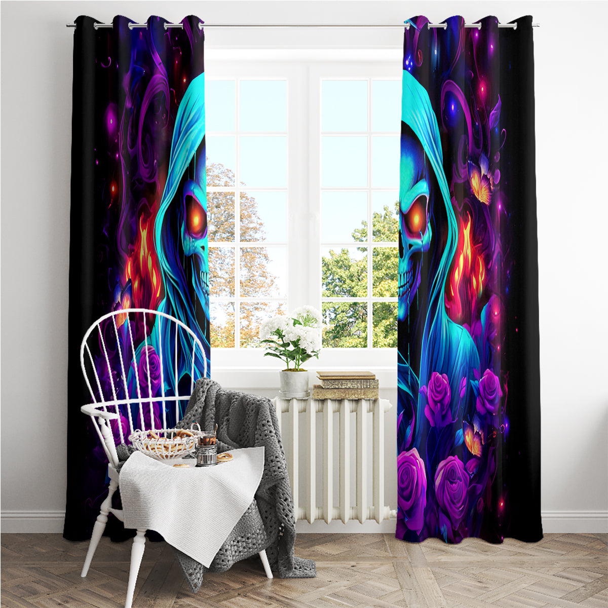 Rose Skull Window Curtain Just So We Are Clear I'm Not Afraid Of You - Wonder Print Shop