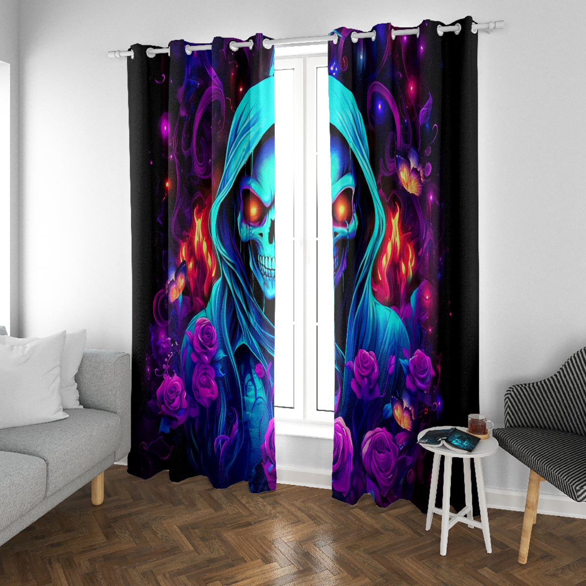 Rose Skull Window Curtain Just So We Are Clear I'm Not Afraid Of You - Wonder Print Shop