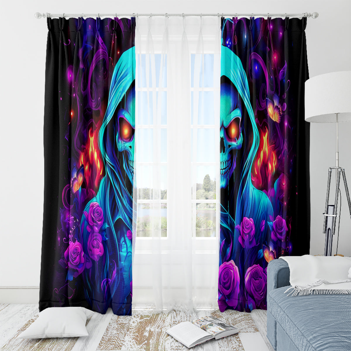 Rose Skull Window Curtain Just So We Are Clear I'm Not Afraid Of You - Wonder Print Shop
