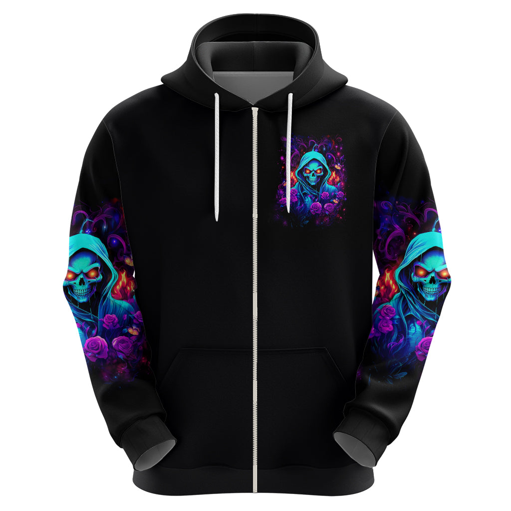 Rose Skull Zip Hoodie Just So We Are Clear I'm Not Afraid Of You - Wonder Print Shop