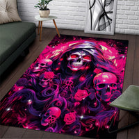 Rose Skull Area Rug Stuck Between IDK IDC And IDGAF - Wonder Print Shop