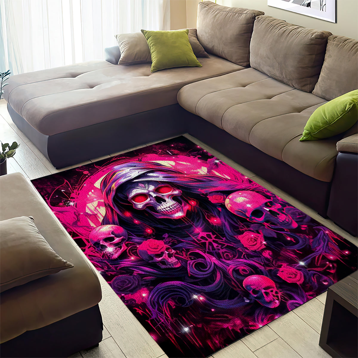 Rose Skull Area Rug Stuck Between IDK IDC And IDGAF - Wonder Print Shop