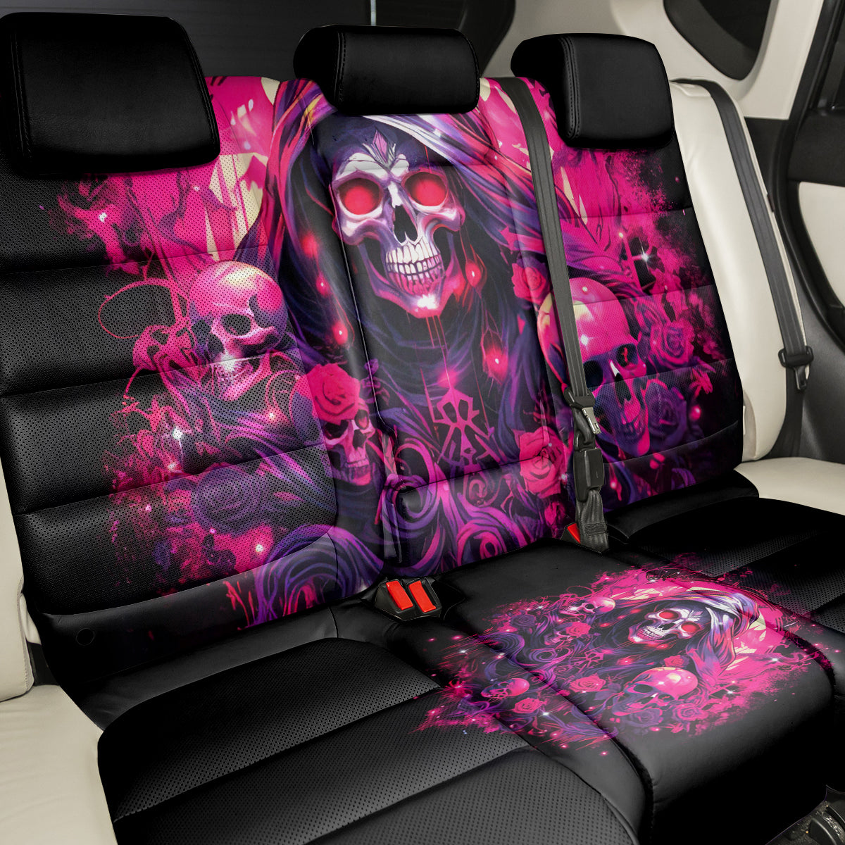 Rose Skull Back Car Seat Cover Stuck Between IDK IDC And IDGAF - Wonder Print Shop
