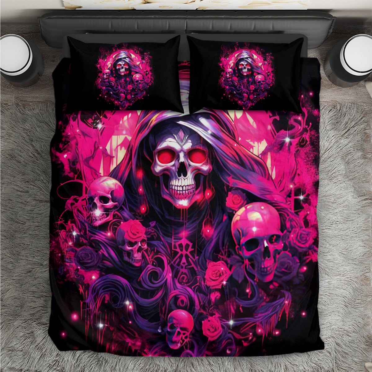 Rose Skull Bedding Set Stuck Between IDK IDC And IDGAF