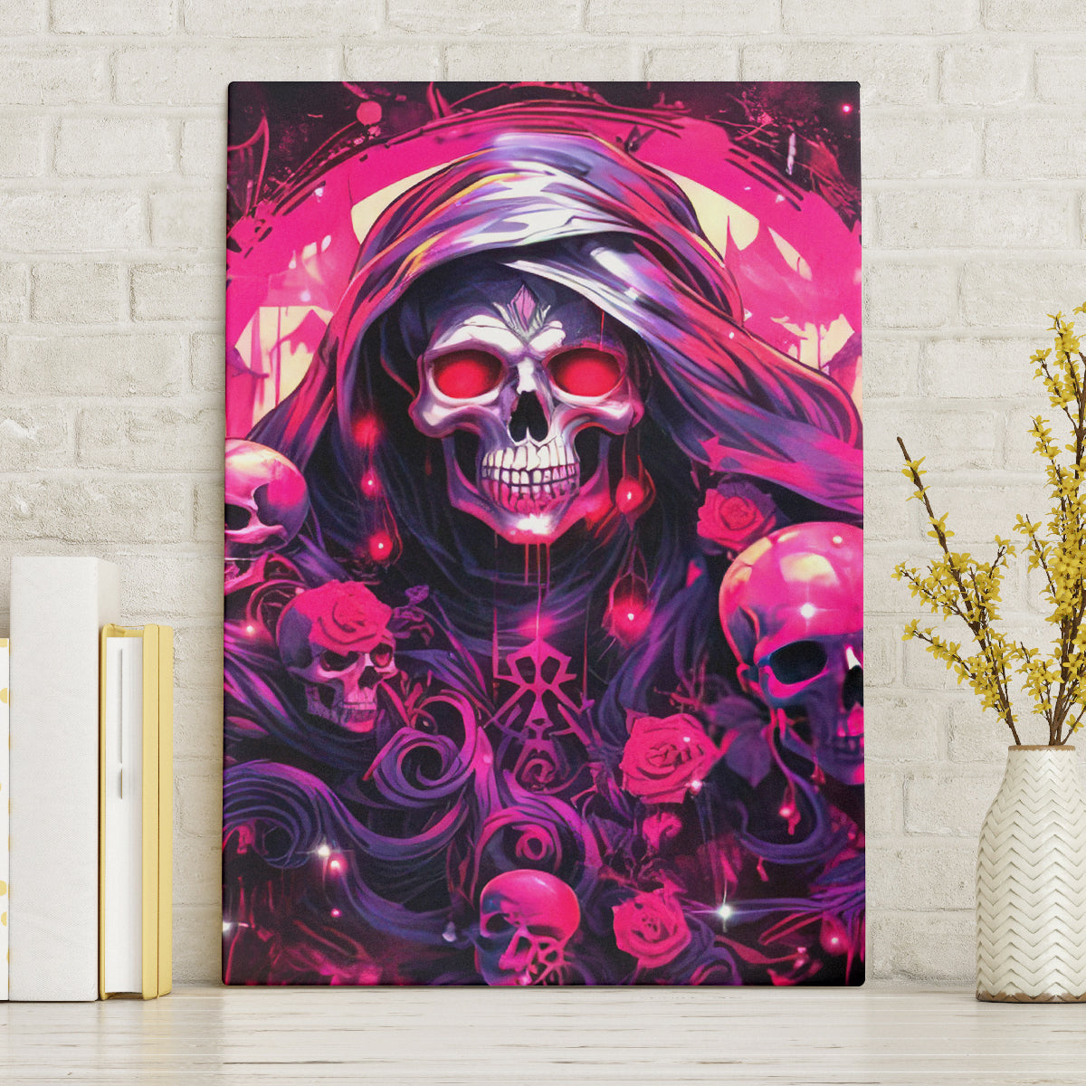 Rose Skull Canvas Wall Art Stuck Between IDK IDC And IDGAF - Wonder Print Shop