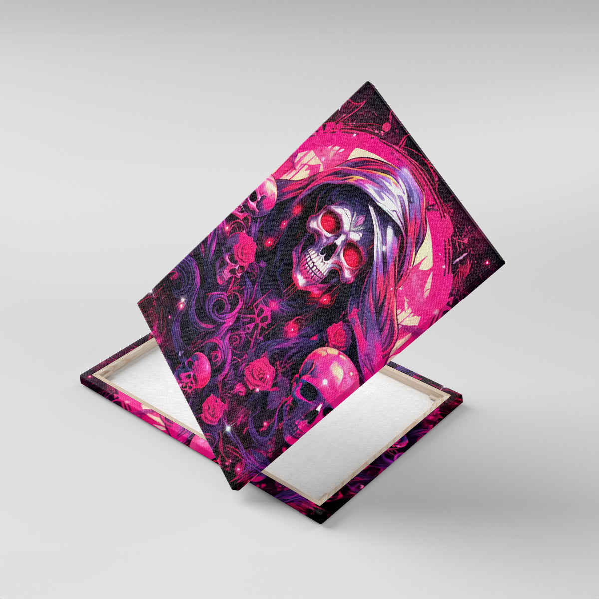 Rose Skull Canvas Wall Art Stuck Between IDK IDC And IDGAF - Wonder Print Shop