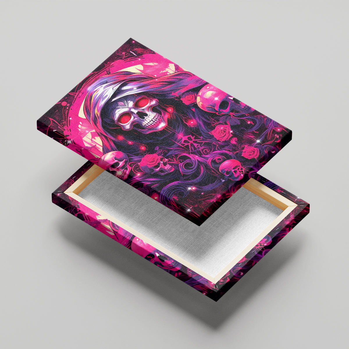 Rose Skull Canvas Wall Art Stuck Between IDK IDC And IDGAF - Wonder Print Shop