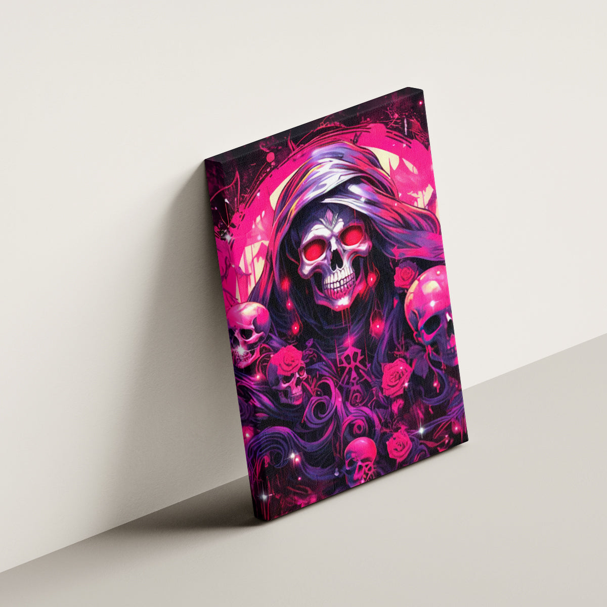 Rose Skull Canvas Wall Art Stuck Between IDK IDC And IDGAF - Wonder Print Shop