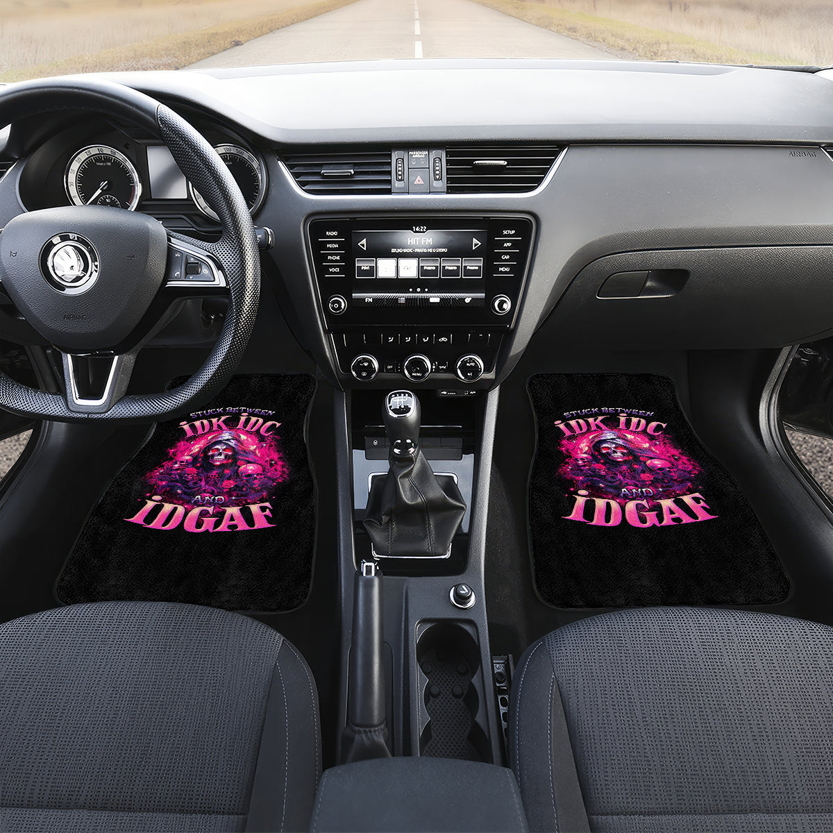 Rose Skull Car Mats Stuck Between IDK IDC And IDGAF - Wonder Print Shop