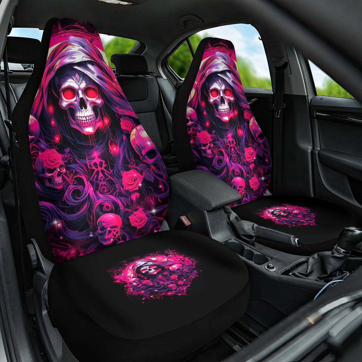 Rose Skull Car Seat Cover Stuck Between IDK IDC And IDGAF - Wonder Print Shop