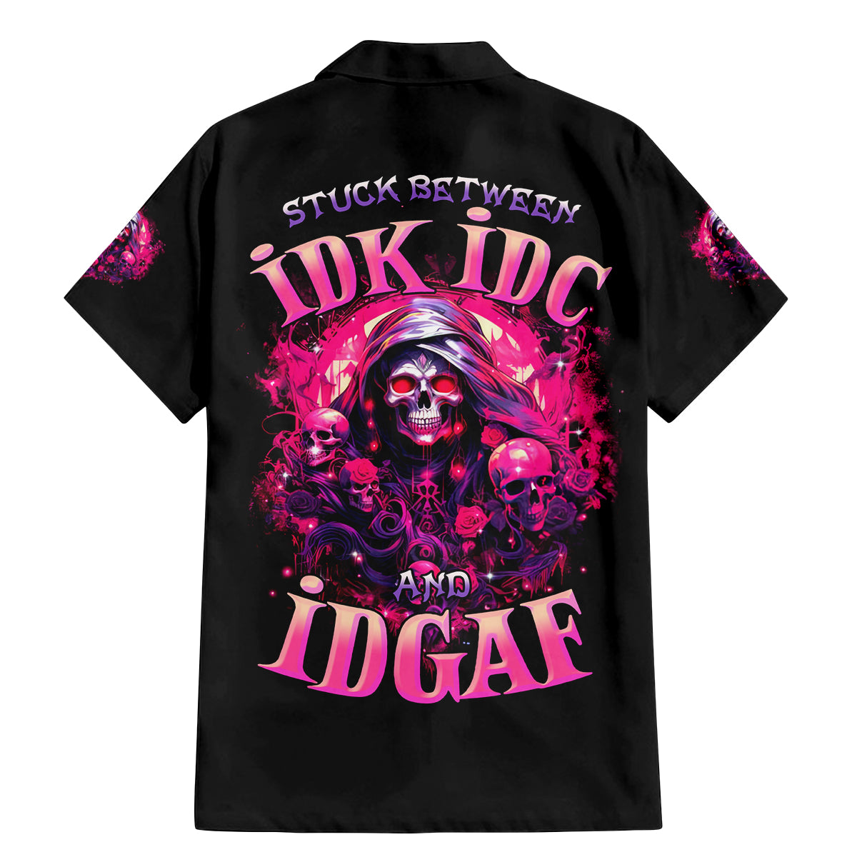 Rose Skull Family Matching Mermaid Dress and Hawaiian Shirt Stuck Between IDK IDC And IDGAF - Wonder Print Shop