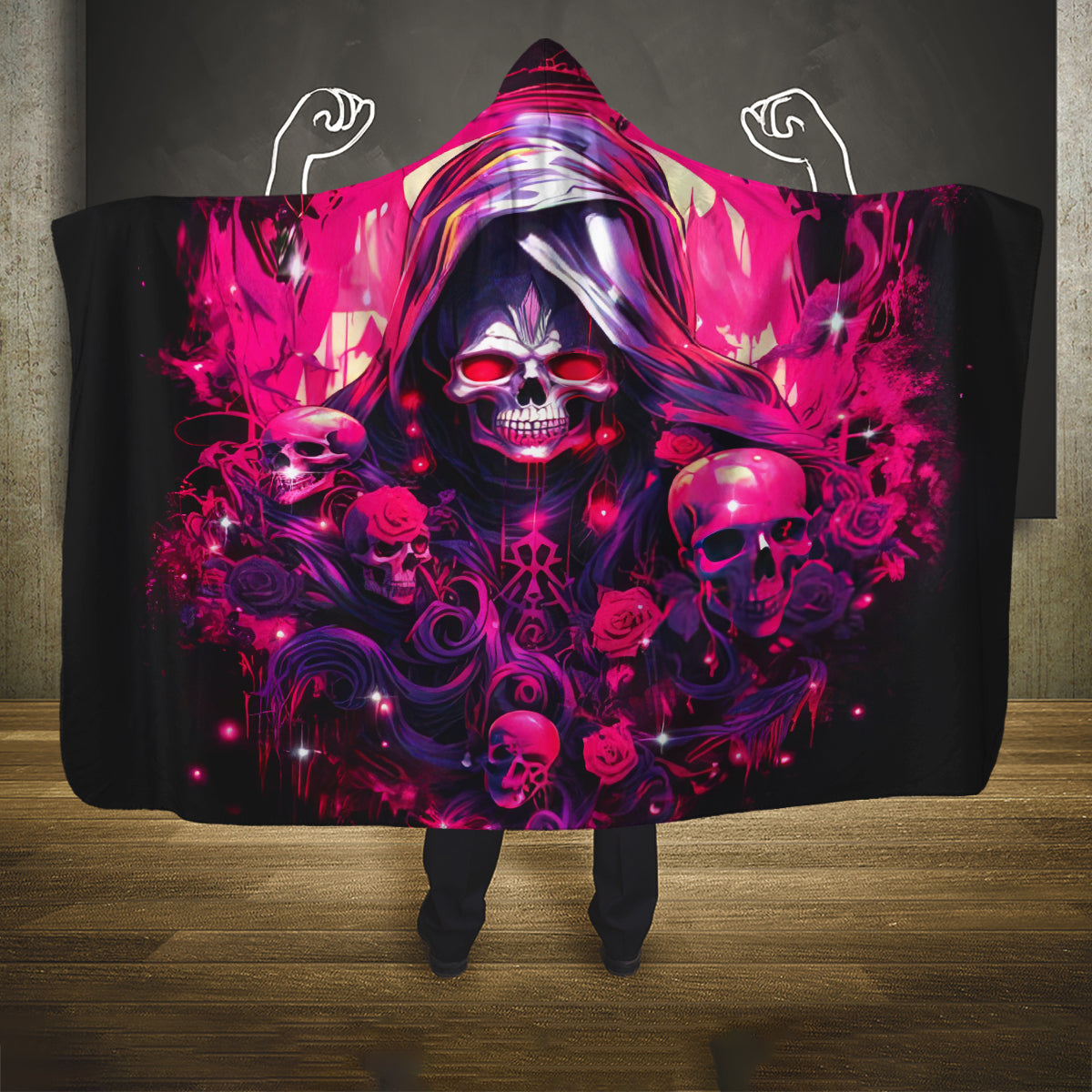 Rose Skull Hooded Blanket Stuck Between IDK IDC And IDGAF