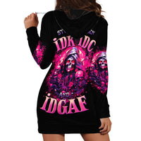Rose Skull Hoodie Dress Stuck Between IDK IDC And IDGAF - Wonder Print Shop