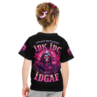 Rose Skull Kid T Shirt Stuck Between IDK IDC And IDGAF - Wonder Print Shop