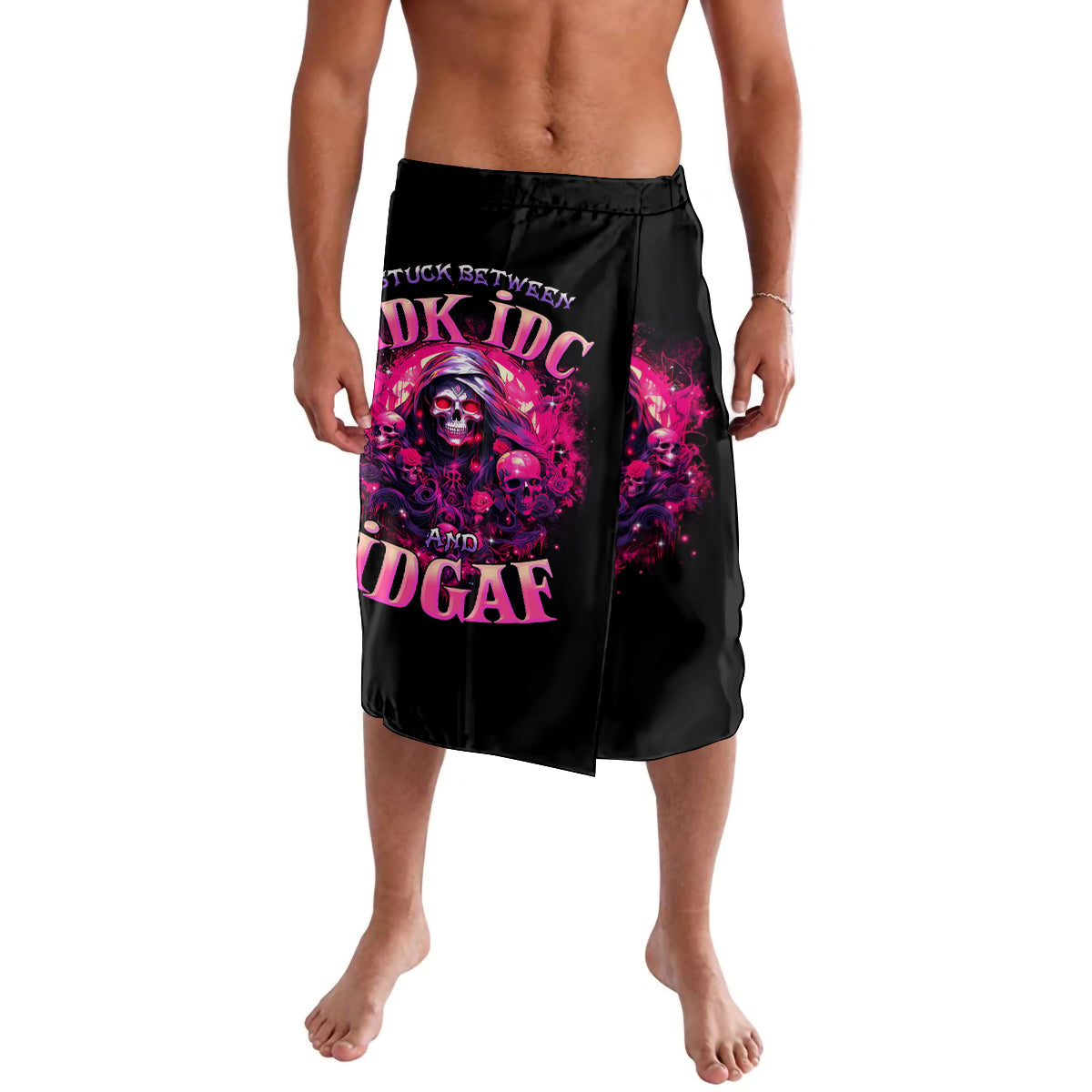 Rose Skull Lavalava Stuck Between IDK IDC And IDGAF - Wonder Print Shop