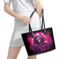 Rose Skull Leather Tote Bag Stuck Between IDK IDC And IDGAF - Wonder Print Shop