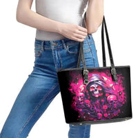 Rose Skull Leather Tote Bag Stuck Between IDK IDC And IDGAF - Wonder Print Shop