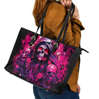 Rose Skull Leather Tote Bag Stuck Between IDK IDC And IDGAF - Wonder Print Shop