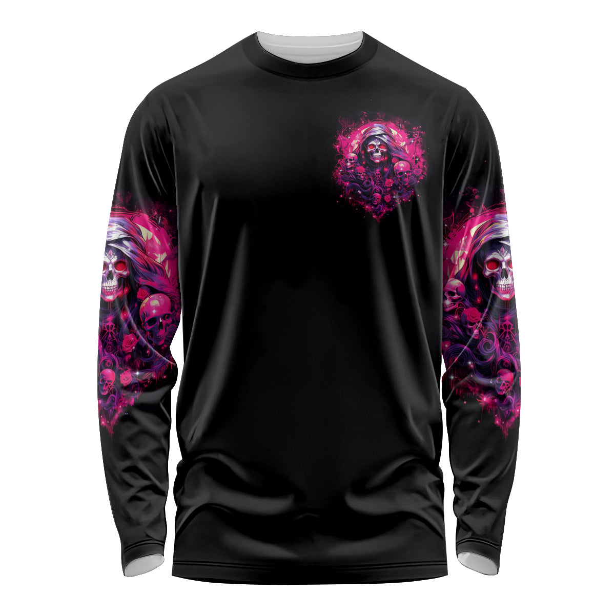 Rose Skull Long Sleeve Shirt Stuck Between IDK IDC And IDGAF - Wonder Print Shop