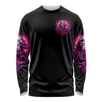 Rose Skull Long Sleeve Shirt Stuck Between IDK IDC And IDGAF - Wonder Print Shop