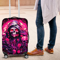 Rose Skull Luggage Cover Stuck Between IDK IDC And IDGAF - Wonder Print Shop