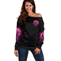 Rose Skull Off Shoulder Sweater Stuck Between IDK IDC And IDGAF - Wonder Print Shop