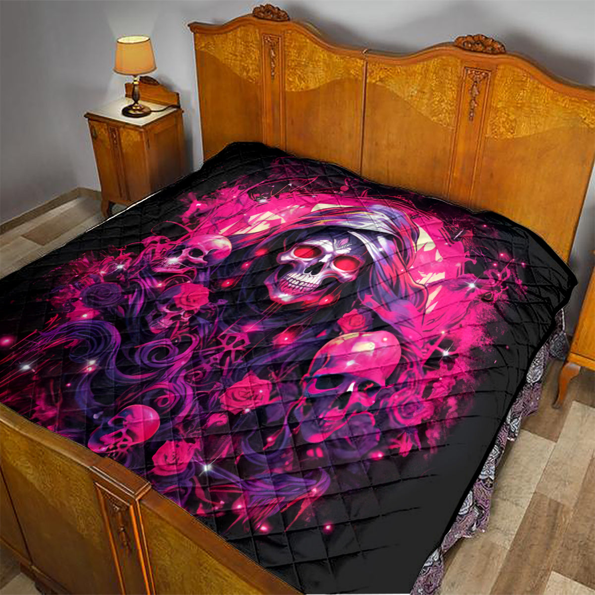 Rose Skull Quilt Stuck Between IDK IDC And IDGAF - Wonder Print Shop