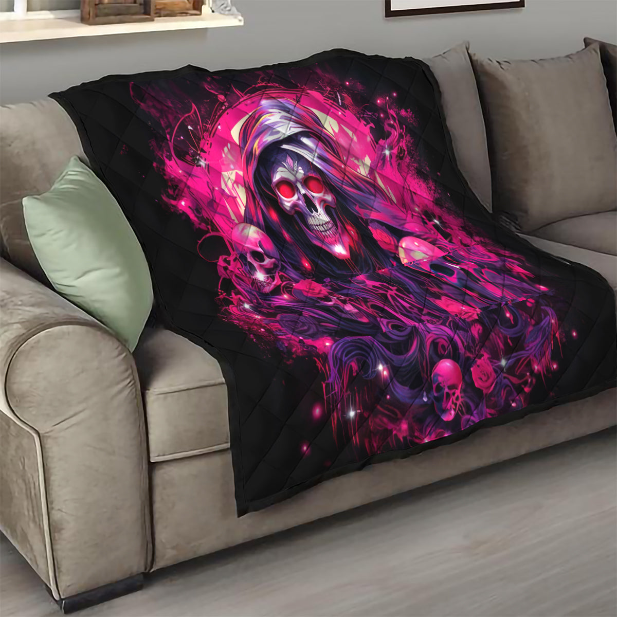 Rose Skull Quilt Stuck Between IDK IDC And IDGAF - Wonder Print Shop