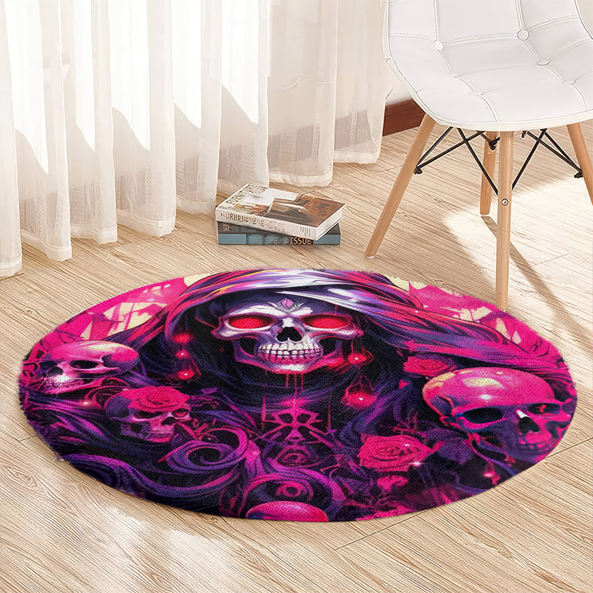 Rose Skull Round Carpet Stuck Between IDK IDC And IDGAF