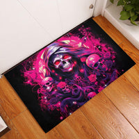 Rose Skull Rubber Doormat Stuck Between IDK IDC And IDGAF - Wonder Print Shop