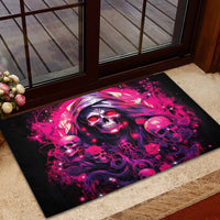 Rose Skull Rubber Doormat Stuck Between IDK IDC And IDGAF - Wonder Print Shop
