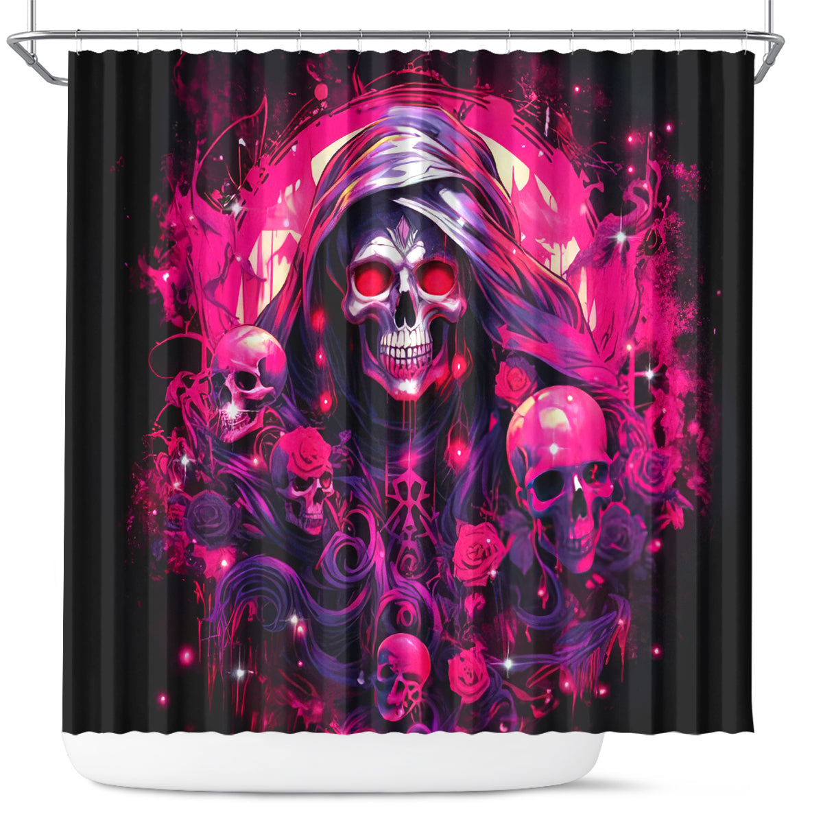Rose Skull Shower Curtain Stuck Between IDK IDC And IDGAF