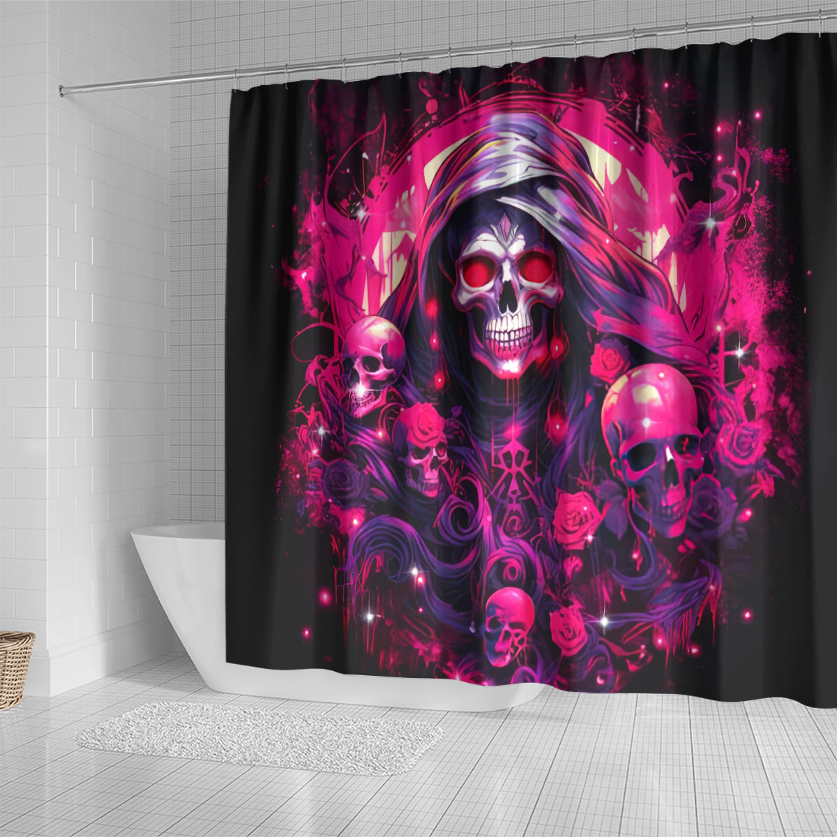 Rose Skull Shower Curtain Stuck Between IDK IDC And IDGAF