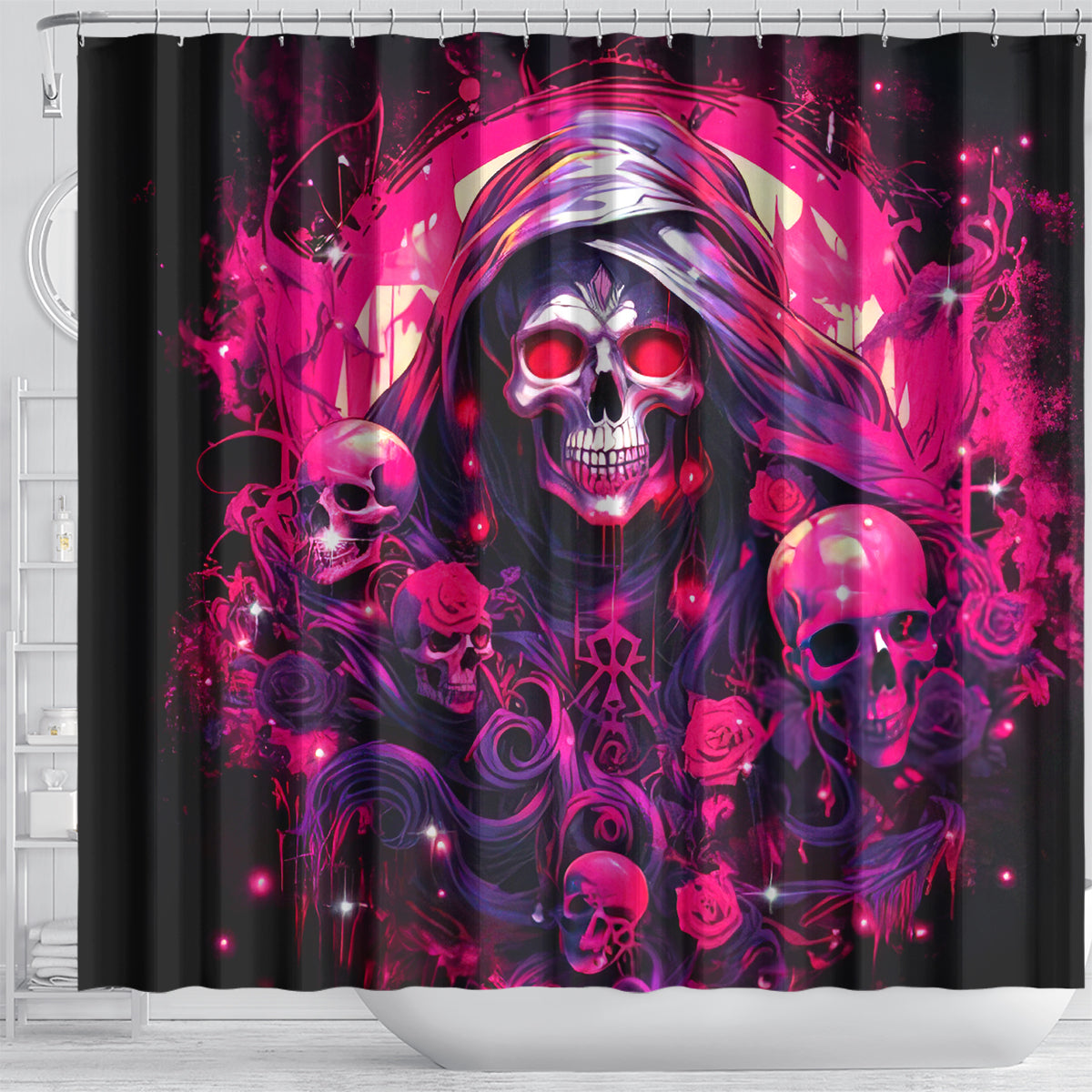 Rose Skull Shower Curtain Stuck Between IDK IDC And IDGAF